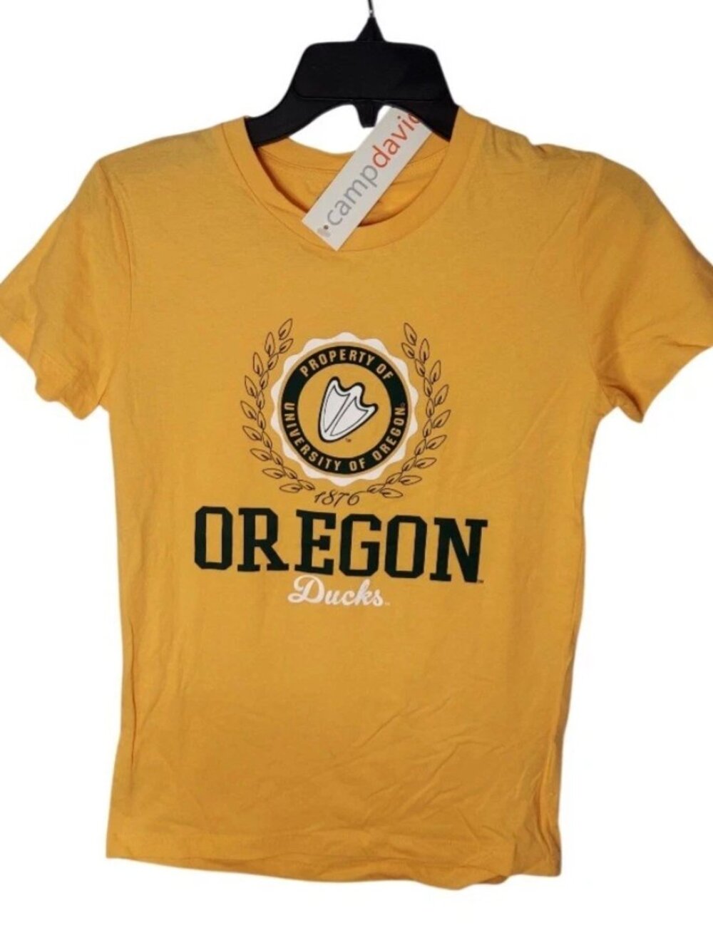 Oregon Ducks Womens T Shirt Size Small Yellow 100% Cotton Camp David Tee New